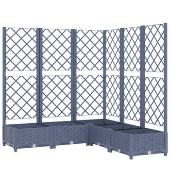 vidaXL Plantenbak met latwerk 120x120x121,5 cm polypropeen donkergrijs