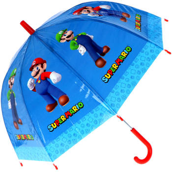Super Mario Kinderparaplu - Blauw - 66 cm - Paraplu - Paraplu's
