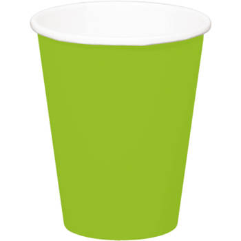 24x stuks drinkbekers van papier lichtgroen 350 ml - Feestbekertjes