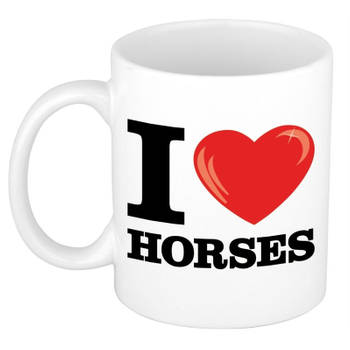 Set van 2x stuks cadeau I Love Horses koffiemokken / bekers voor paarden liefhebber 300 ml - feest mokken