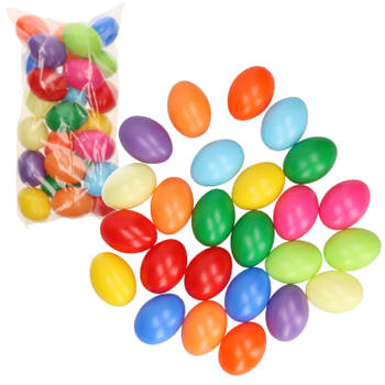 75x stuks plastic eitjes gekleurd 6 cm decoratie/versiering - Feestdecoratievoorwerp