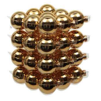 36x Gouden glazen kerstballen 4 cm glans - Kerstbal