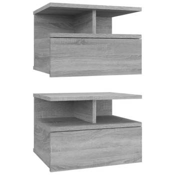 vidaXL Nachtkastjes 2 st zwevend 40x31x27 cm bewerkt hout grijs sonoma