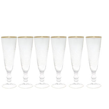 6x Champagneglazen set met gravering en gouden rand van GreenGate - handgemaakt (6 x 20 cm)