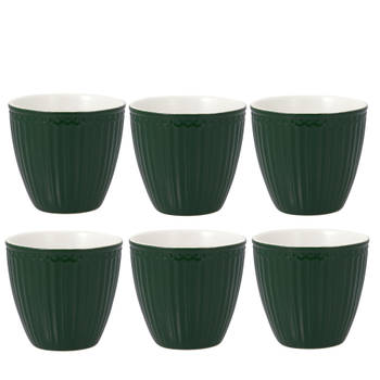 6x GreenGate Beker (Latte Cup) Alice pinewood green 300 ml - Ø 10 cm