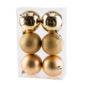 Cosy @Home Kerstballen Goud ø 8 cm - 6 Stuks