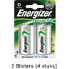 4 stuks (2 blisters a 2 stuks) Energizer D Power Plus Batterij oplaadbaar 1.2V 2500mAh rechargeable