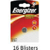 16 stuks (16 blisters a 1 stuk) Energizer Alkaline knoopcel 625A 1.5V EPX625G