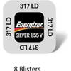 8 stuks (8 blisters a 1 stuk) Energizer Zilver Oxide Knoopcel 317 LD 1.55V