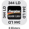 8 stuks (8 blisters a 1 stuk) Energizer Zilver Oxide Knoopcel 344/350 LD 1.55V