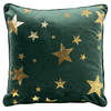 STARS - Kussenhoes 45x45 cm - velvet met gouden sterren - Mountain View - donkergroen