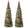 Set van 2x stuks kerstverlichting figuren Led kegels kerstboom rotan lampen 40 cm met 30 lampjes - kerstverlichting figu