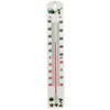 Thermometer buiten - wit - kunststof - 40 cm - plantjes print - Buitenthermometers