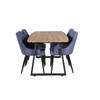 IncaNABL eethoek eetkamertafel uitschuifbare tafel lengte cm 160 / 200 el hout decor en 4 Plaza eetkamerstal blauw,