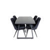 IncaBLBL eethoek eetkamertafel uitschuifbare tafel lengte cm 160 / 200 zwart en 4 Velvet Deluxe eetkamerstal velours