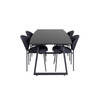 IncaBLBL eethoek eetkamertafel uitschuifbare tafel lengte cm 160 / 200 zwart en 4 Vault eetkamerstal zwart.