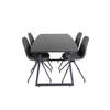 IncaBLBL eethoek eetkamertafel uitschuifbare tafel lengte cm 160 / 200 zwart en 4 Polar eetkamerstal PU kunstleer zwart.