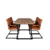 IncaNABL eethoek eetkamertafel uitschuifbare tafel lengte cm 160 / 200 el hout decor en 4 Art eetkamerstal PU kunstleer