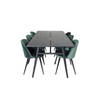 Sleek eethoek eetkamertafel uitschuifbare tafel lengte cm 195 / 280 zwart en 6 Velvet eetkamerstal velours groente,