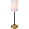 LED Vloerlamp - Vloerverlichting - Trion Wooden - E27 Fitting - Rechthoek - Mat Wit - Hout