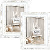 2x stuks houten fotolijst vintage wit met metalen ophangketting geschikt voor een foto van 20x30 cm - Fotolijsten