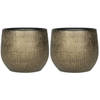 2x stuks plantenpotten/bloempotten in een strakke Modern design look metal goud Dia 18 cm en Hoogte - Plantenpotten