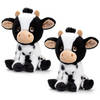 Voordeelset van 2x stuks Keel Toys knuffeldieren bonte koe van de boerderij 25 cm - Knuffel boederijdieren