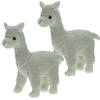 Set van 2x stuks pluche knuffel dieren witte Alpaca van 20 cm - Knuffeldier