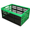 PlasticForte boodschappen kratten opvouwbaar zwart/groen 48 x 35 x 24 cm - Boodschappenkratten