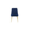 2 x VelvetDeluxe eetkamerstoel velours blauw, messing decor.