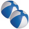 2x stuks opblaasbare zwembad strandballen plastic blauw/wit 28 cm - Strandballen