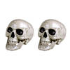 2x stuks horror decoratie schedel/doodskop met beweegbare kaak 20 x 15 cm - Feestdecoratievoorwerp