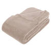 Grote Fleece deken/fleeceplaid beige 180 x 230 cm polyester - Plaids