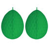 2x stuks hangdecoratie honeycomb paaseieren groen van papier 30 cm - Feestdecoratievoorwerp