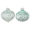 Clayre & Eef Kerstbal Set van 2 Ø 10 cm Groen Glas Kerstdecoratie Groen Kerstdecoratie