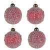 Clayre & Eef Kerstbal Set van 4 Ø 8 cm Rood Glas Kerstdecoratie Rood Kerstdecoratie