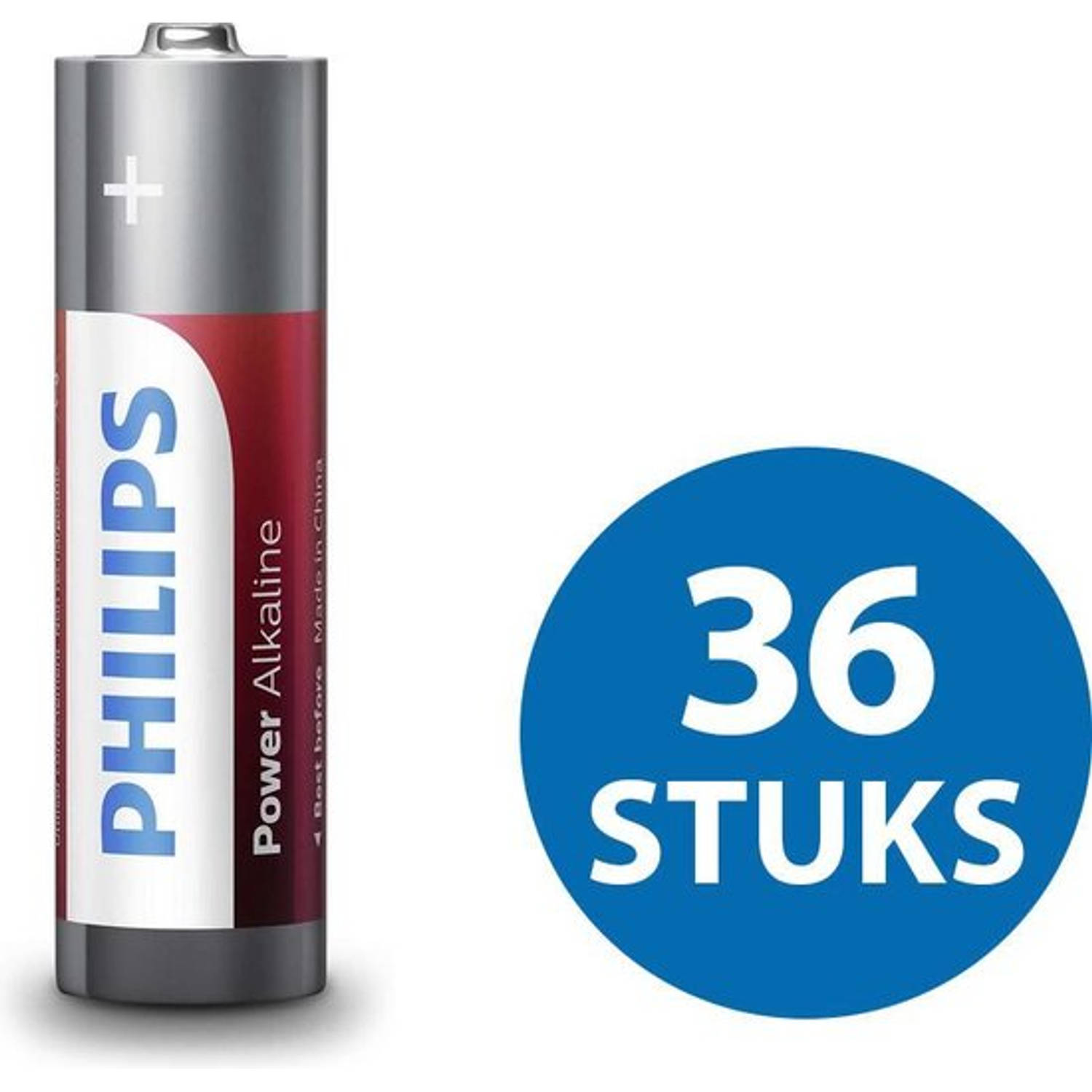 Philips Power AA/LR6 batterijen â€“ 1.5V Alkaline â€“ Voordeelverpakking 36 stuks