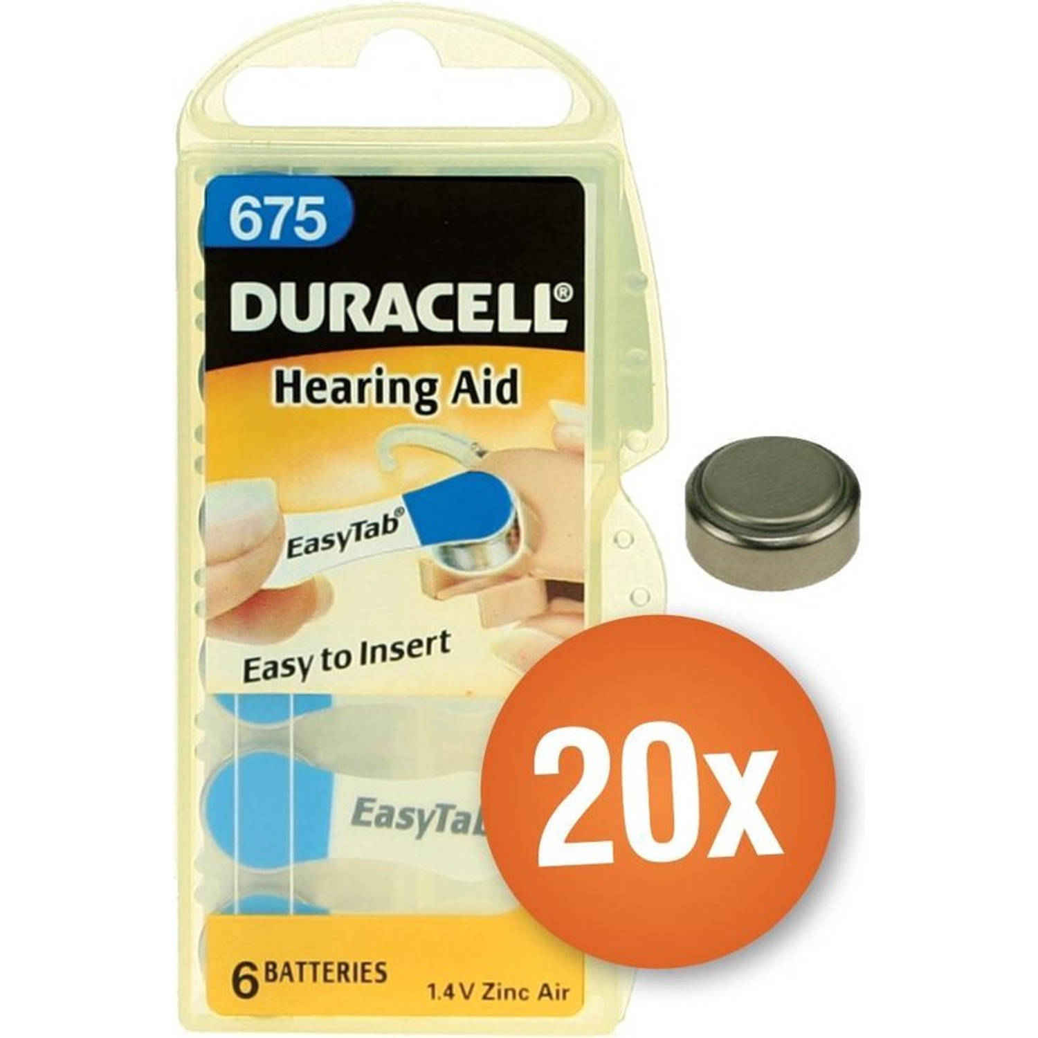 Voordeelpak Duracell gehoorapparaat batterijen - Type 675 (blauw) - 20 x 6 stuks