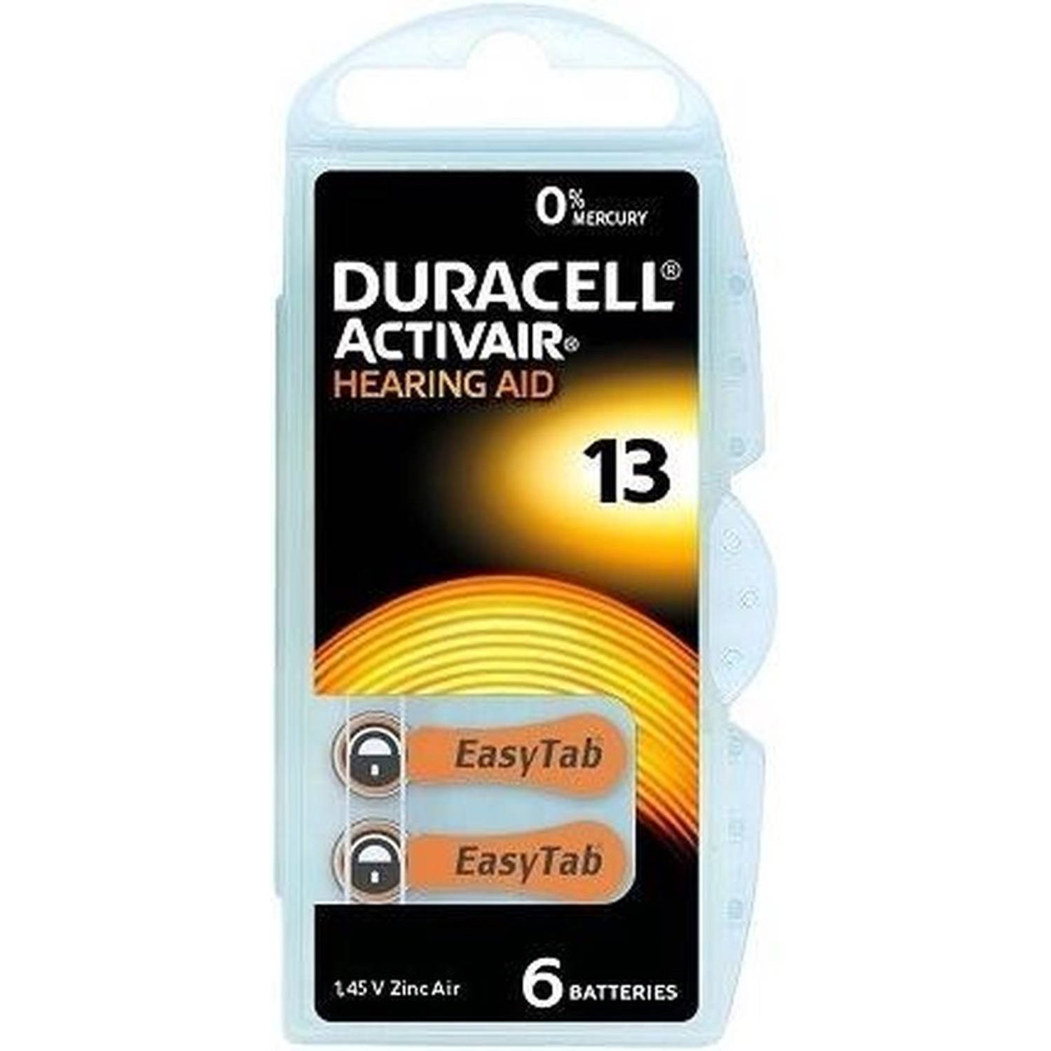 Duracell 13 hoorbatterijen - DA13 - oranje - 60 stuks (10 x 6 batterijen)