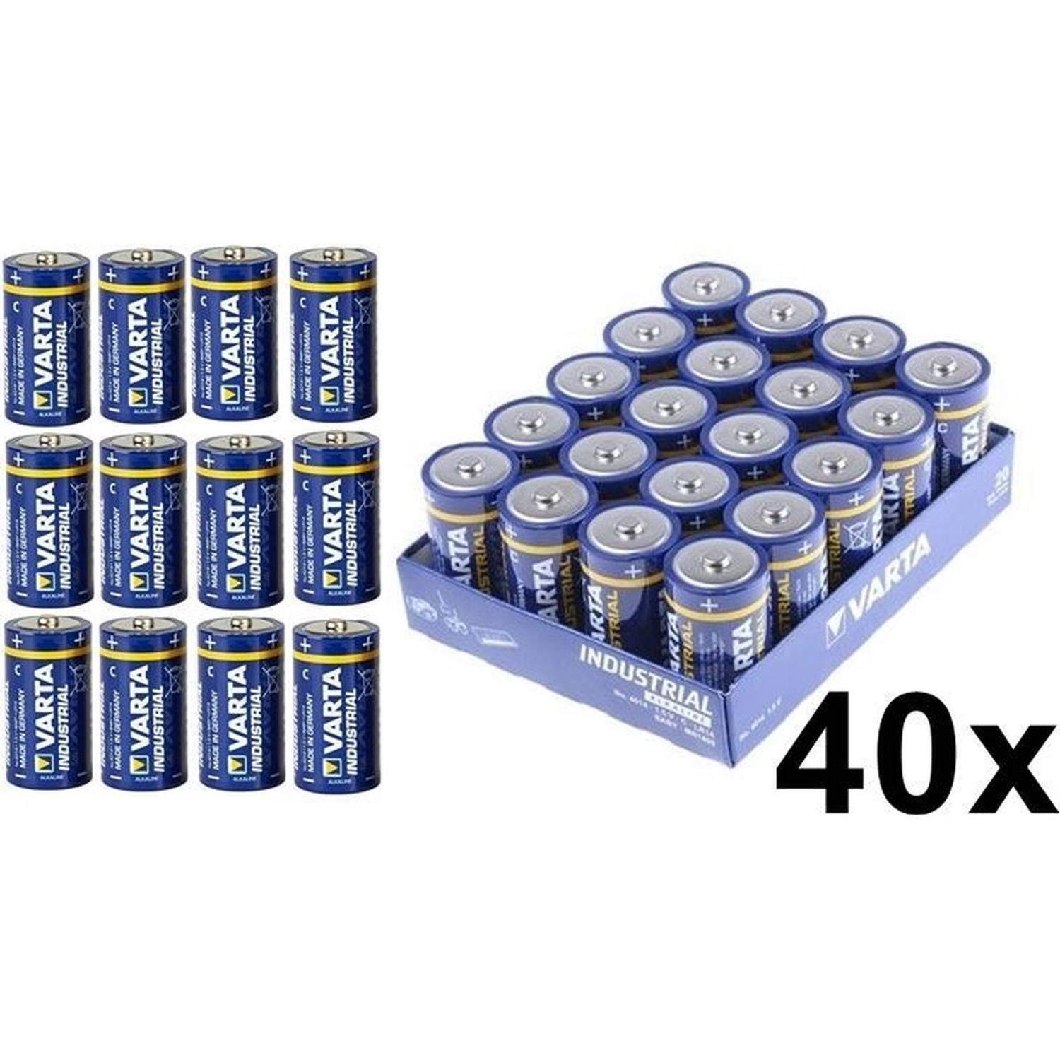 40 Stuks Varta Industrial Lr14 C Alkaline Batterij 7800mah