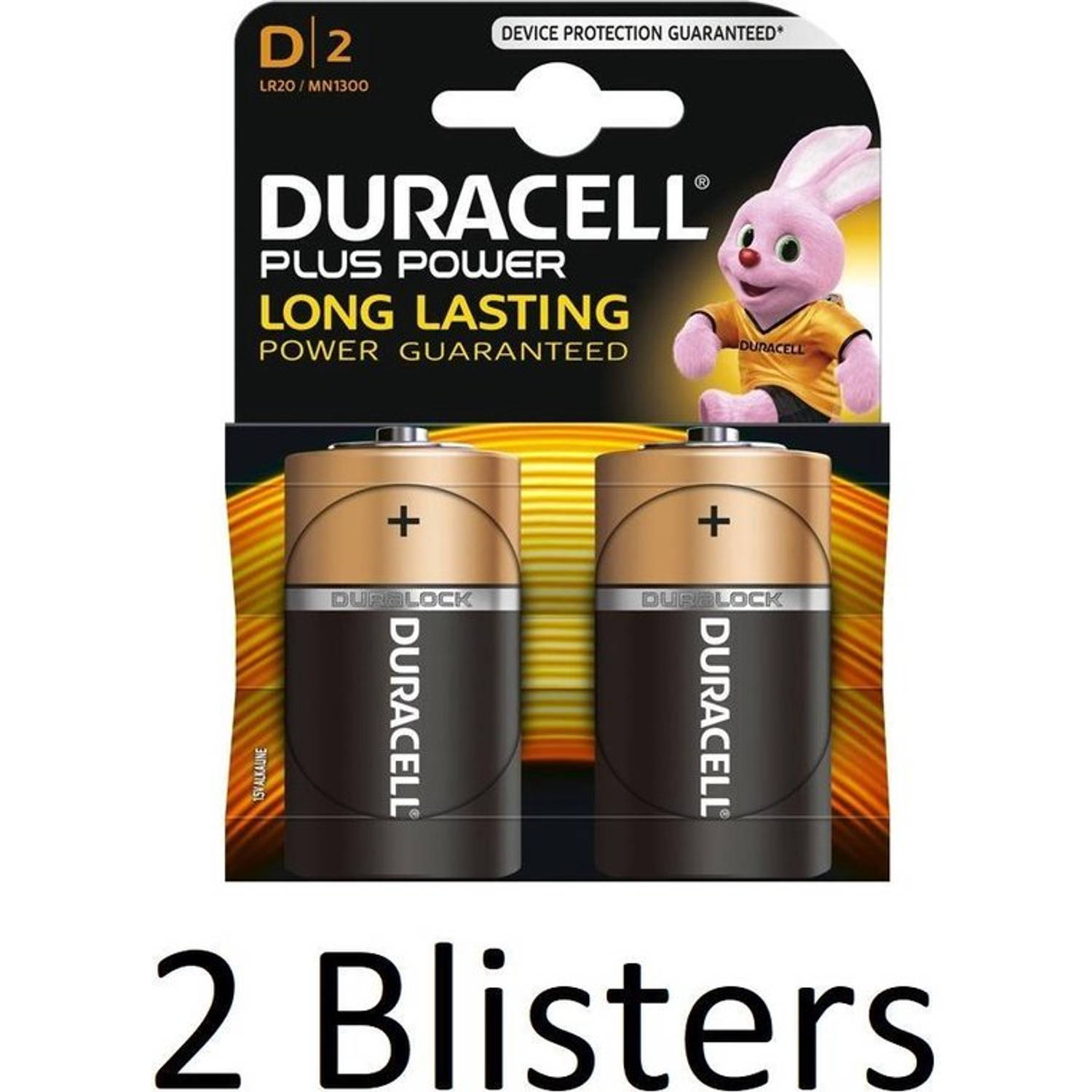 4 Stuks (2 Blisters A 2 St) Duracell Plus Power D Batterijen