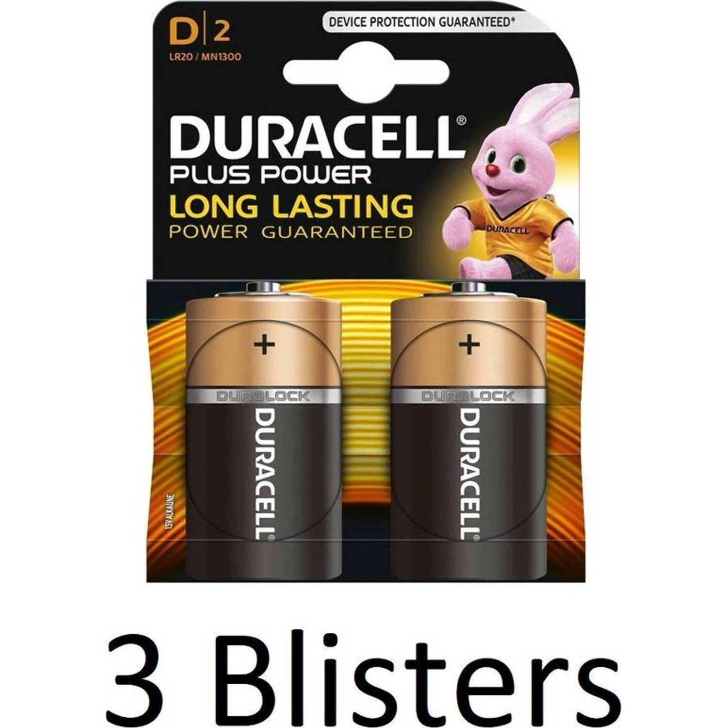 6 Stuks (3 Blisters a 3 st) Duracell Plus Power D batterijen