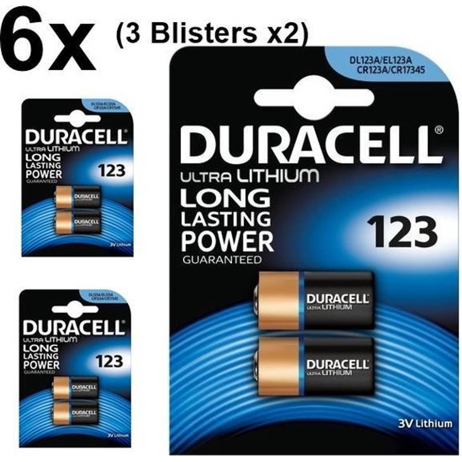 6 Stuks (3 Blisters a 2st) - Duracell CR123 CR123A 3V Lithium batterij (Duo Pack)
