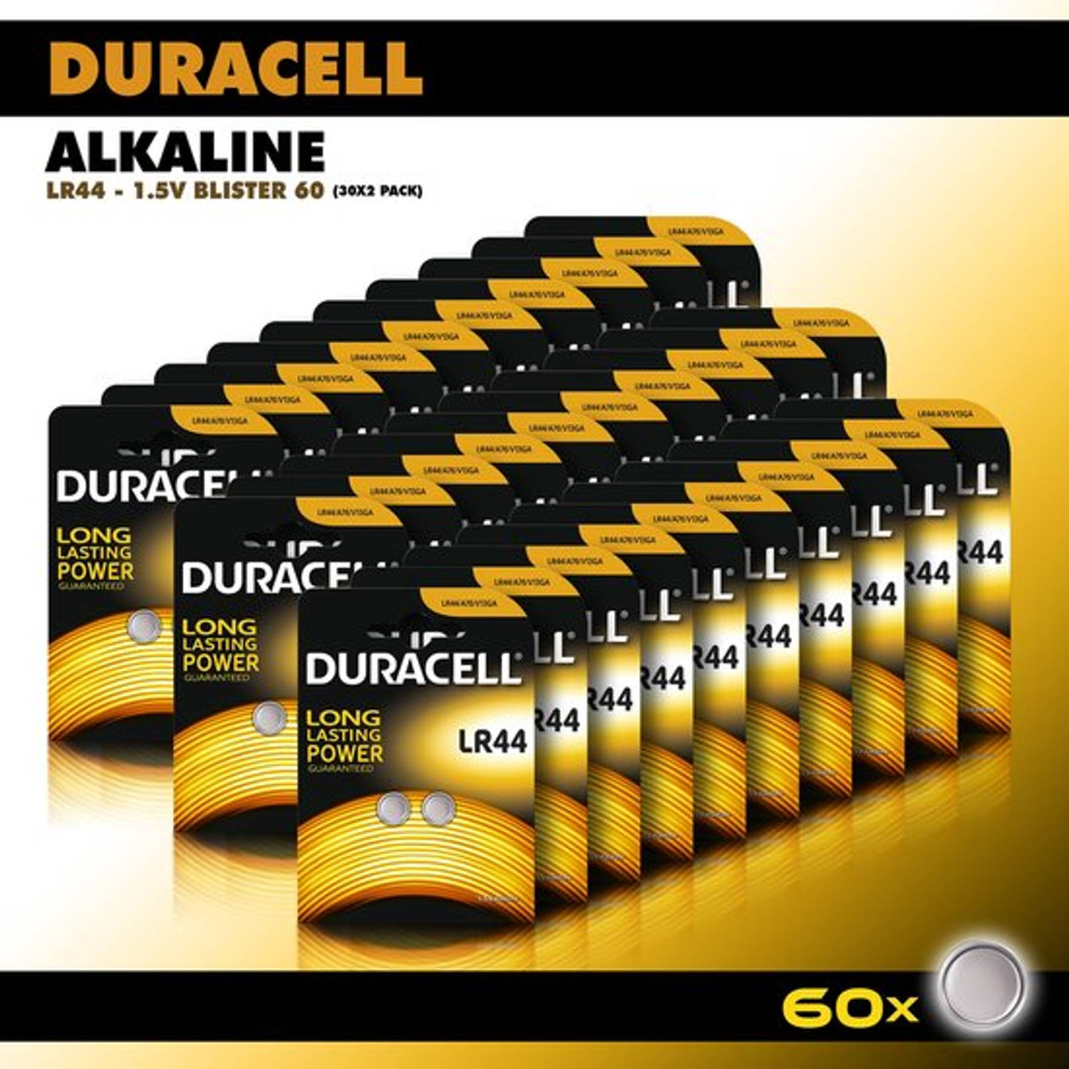 Duracell Knoopcel Alkaline - LR44 AG13 knoopcel batterijen - 105 mAh - 60 stuks