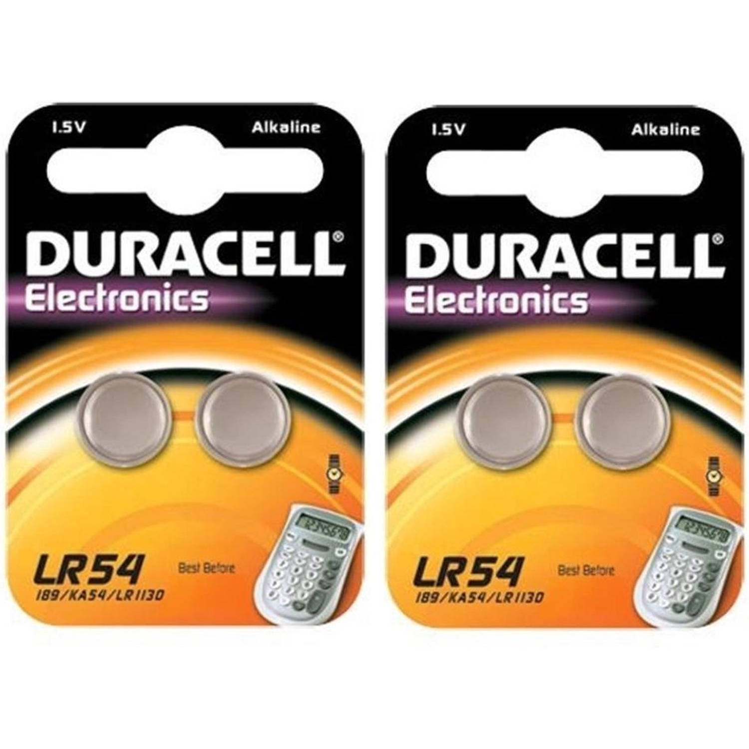 4 Stuks (2 Blisters a 2st) - Duracell G10 / LR54 / 189 / AG10 Alkaline knoopcel batterij