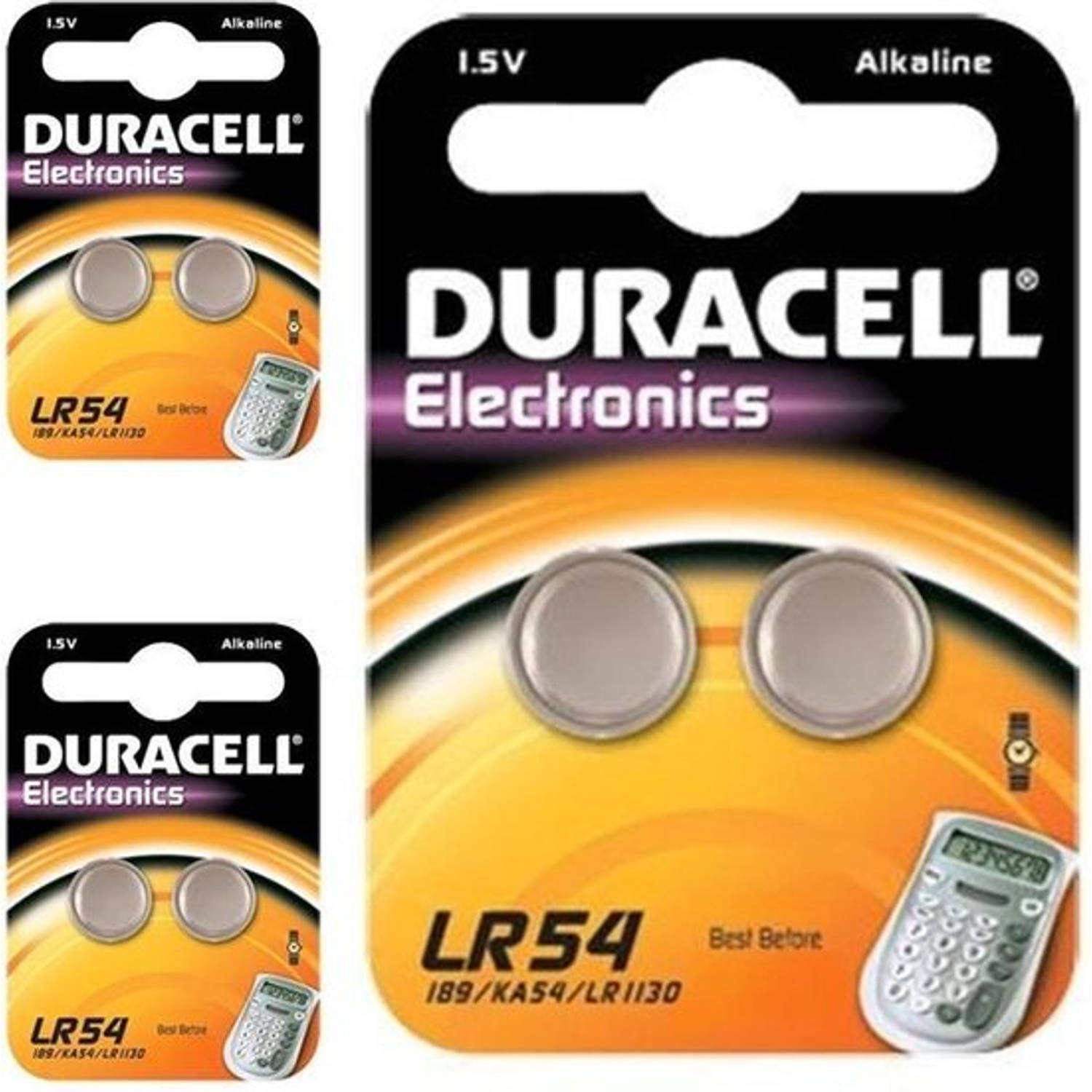 6 Stuks ( 3 Blisters a 2st) - Duracell G10 / LR54 / 189 / AG10 Alkaline knoopcel batterij