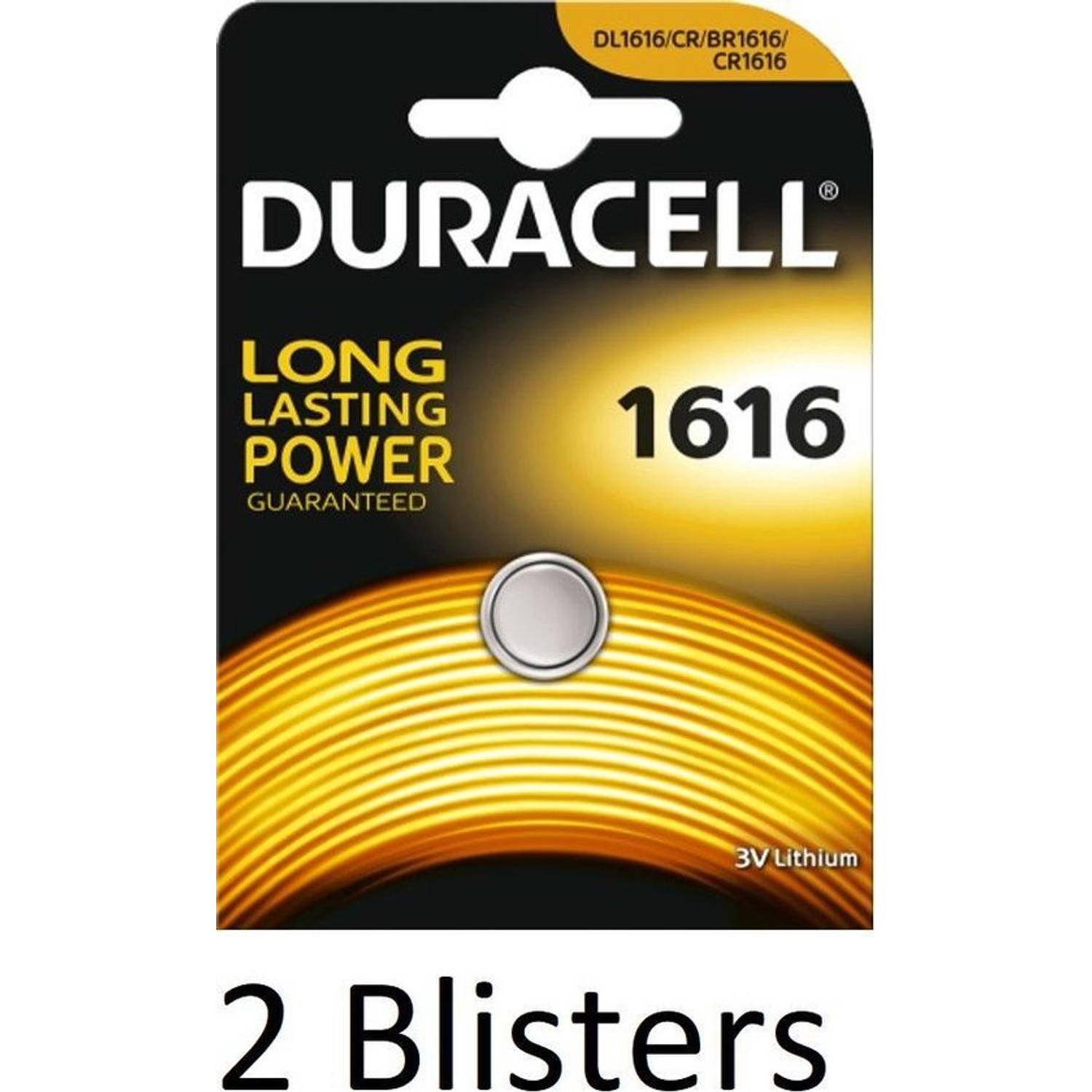 2 Stuks (2 Blisters a 1 st) Duracell Knoopcel Batterij 1616 Lithium