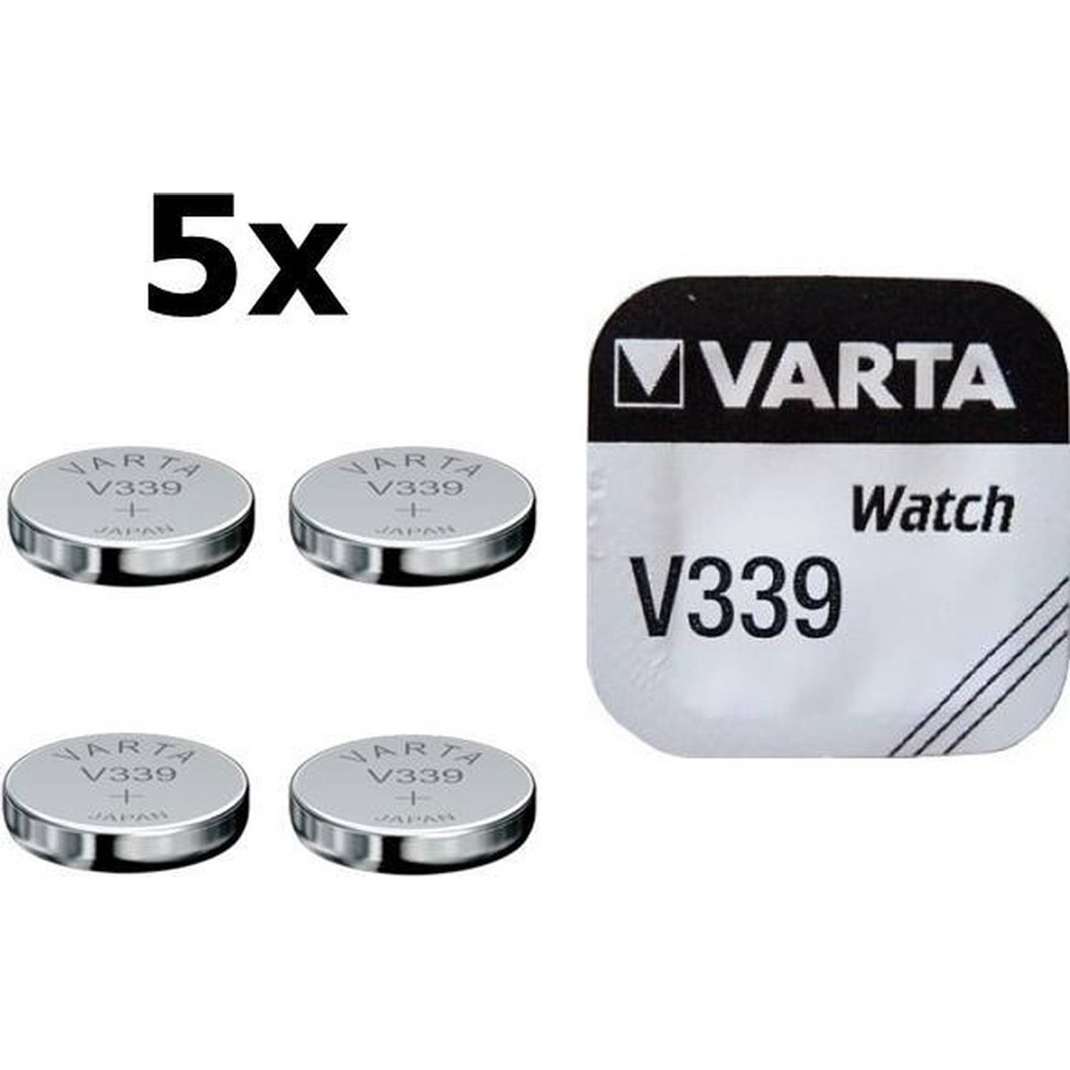 5 Stuks - Varta V339 11mAh 1.55V knoopcel batterij