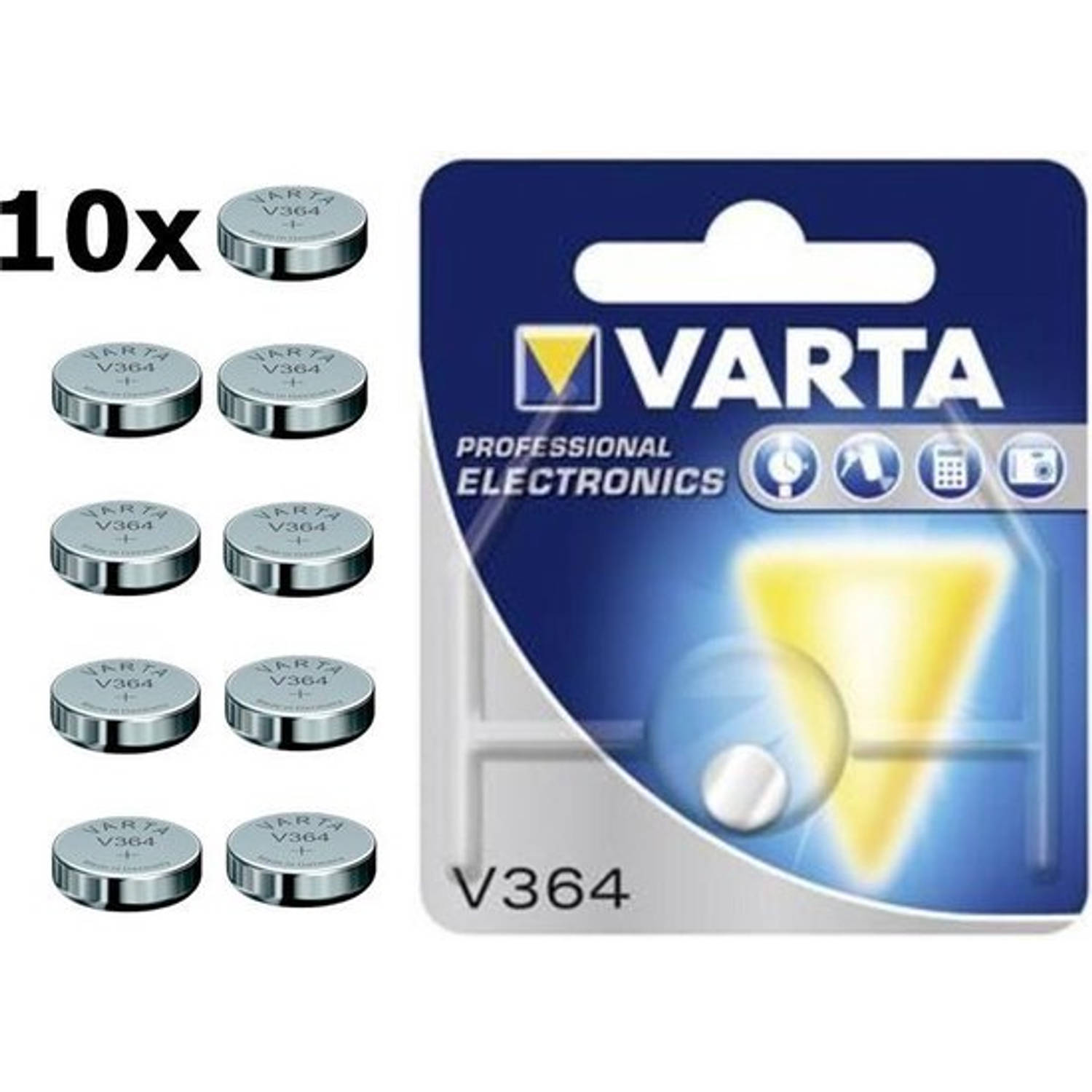 10 Stuks - Varta V364 20mAh 1.55V knoopcel batterij