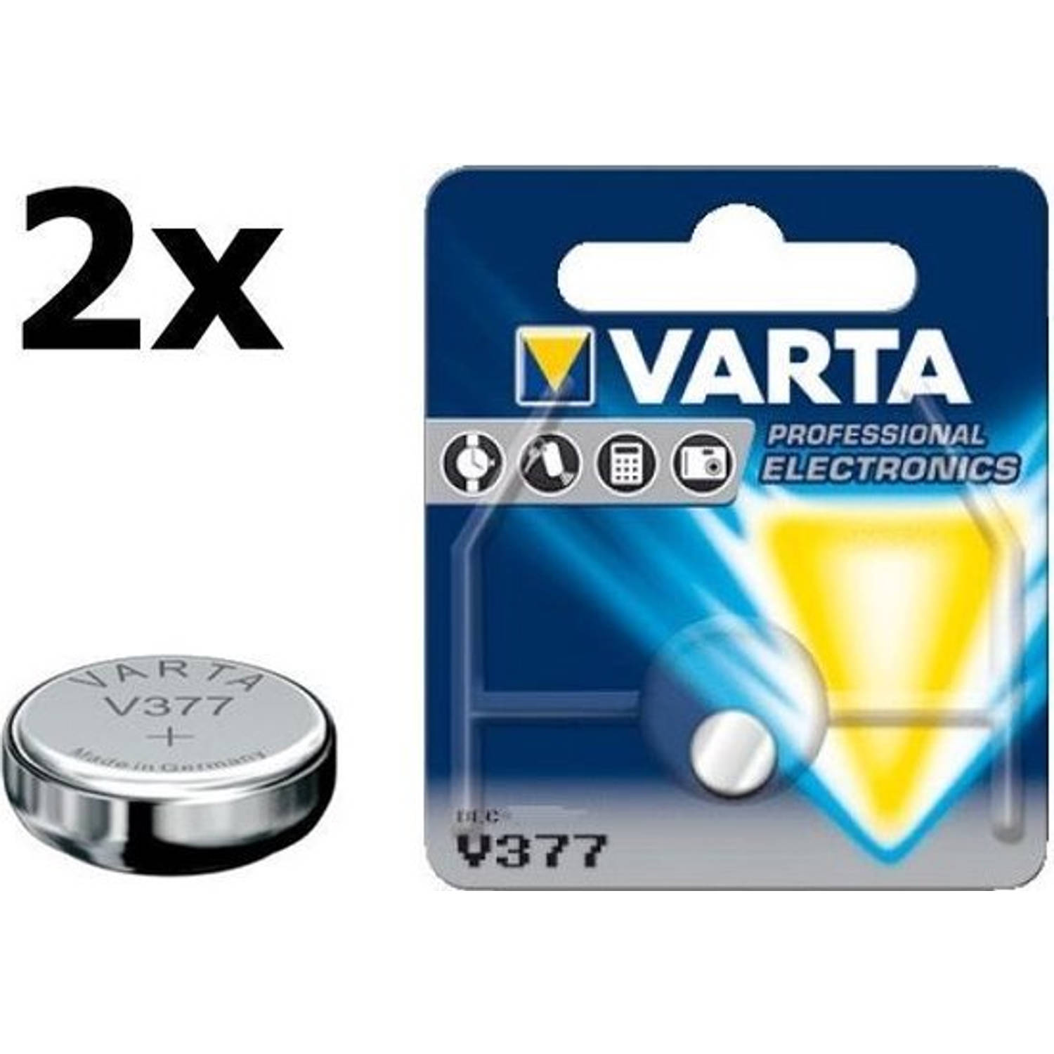 2 Stuks - Varta V377 27mAh 1.55V knoopcel batterij
